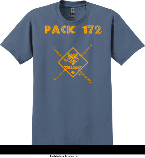 Family Camping
Pumpkin Glow
Turkey Bowling
Pinewood Derby
NASA
Blue & Gold Banquet
USS Lexington
Fishing Derby
Lad & Dad Cake Bake
Raingutter Regatta Commitment Training Tomorrow's Leaders
One Adventure at a Time... Achievment Knowledge Perseverance Pack 172 T-shirt Design 