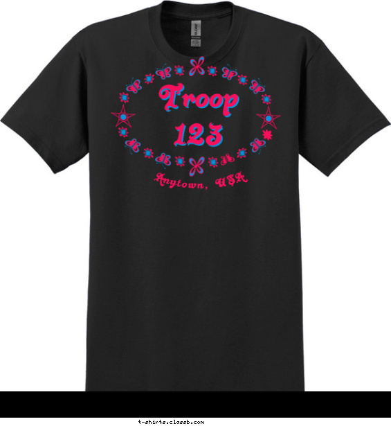 Troop Butterfly and Flowers Ring Shirt T-shirt Design
