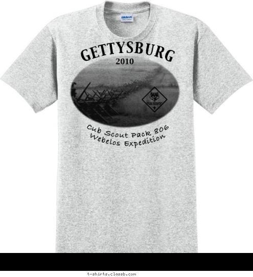 2010 GETTYSBURG Cub Scout Pack 806 Webelos Expedition T-shirt Design 