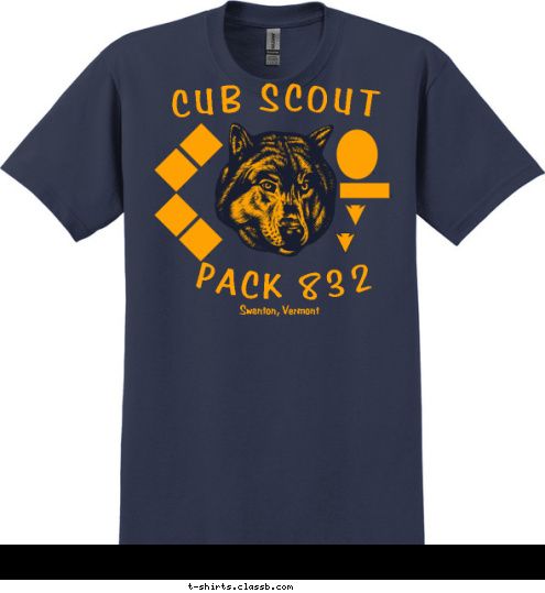 Swanton, Vermont PACK 832 CUB SCOUT T-shirt Design Wolf Reverse