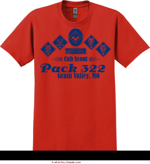 Grain Valley, MO Pack 322 Cub Scout  T-shirt Design 