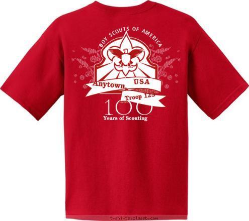 BOY SCOUTS OF AMERICA Troop 123 Anytown, USA 100 Years of Scouting T-shirt Design 