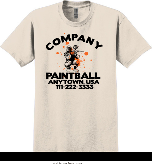 111-222-3333 ANYTOWN, USA PAINTBALL COMPANY T-shirt Design SP1216