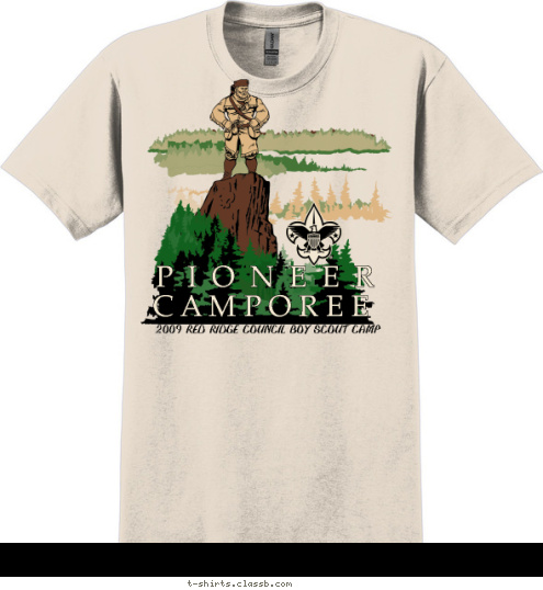 2009 RED RIDGE COUNCIL BOY SCOUT CAMP C A M P O R E E P  I  O  N  E  E  R T-shirt Design 