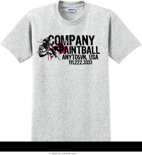 COMPANY 111.222.3333 ANYTOWN, USA PAINTBALL COMPANY T-shirt Design SP1218