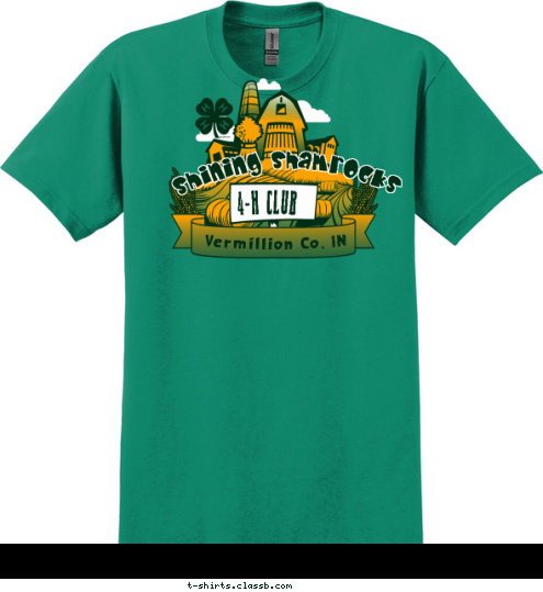 Vermillion Co, IN 4-H CLUB Shining Shamrocks T-shirt Design 