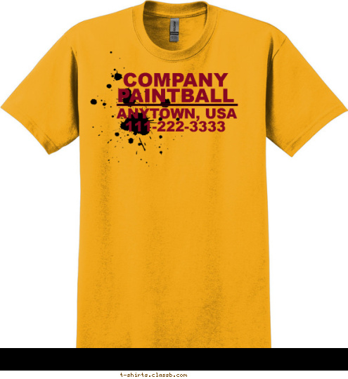 111-222-3333 ANYTOWN, USA PAINTBALL COMPANY T-shirt Design SP1219