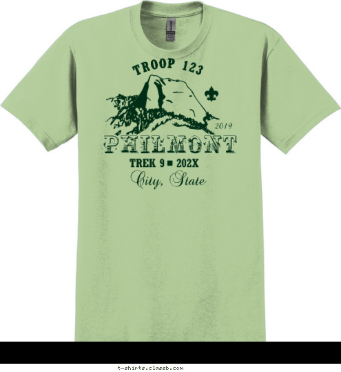 Trek 12 Trek 9 • Troop 123  City, State BOY SCOUTS OF AMERICA 2018 PHILMONT T-shirt Design SP2735