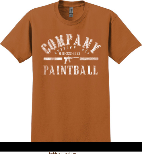 PAINTBALL (111)-222-3333 ANYTOWN, USA COMPANY T-shirt Design SP1222