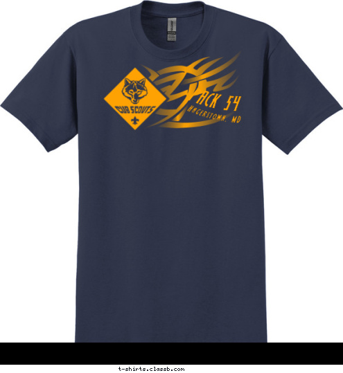 Run with the Pack
 Hagerstown, MD PACK 54 T-shirt Design 