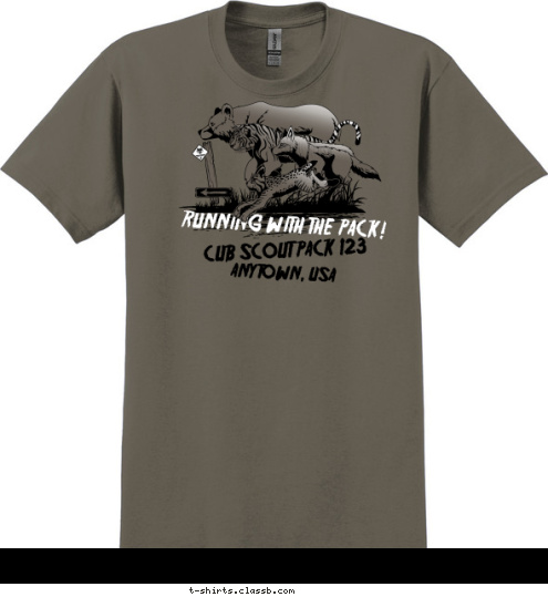 CUB SCOUT PACK 123 ANYTOWN, USA RUNNING WITH THE PACK! T-shirt Design 