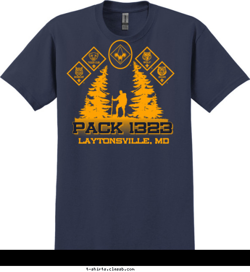 Laytonsville, MD PACK 1323 T-shirt Design 