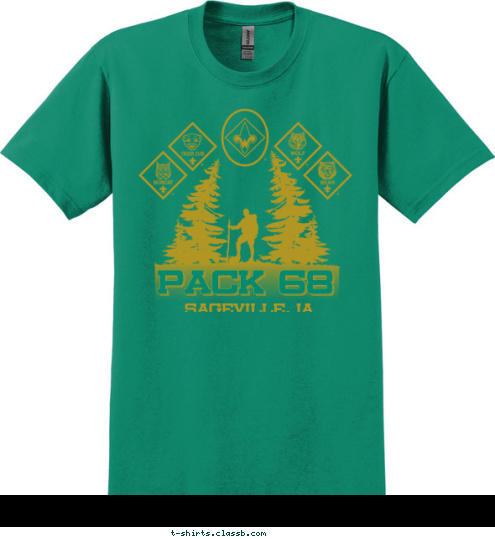 Sageville, Ia PACK 68 T-shirt Design 