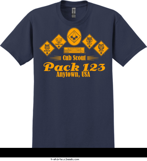 Anytown, USA Pack 123 Cub Scout  T-shirt Design 