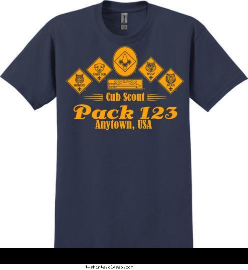 Anytown, USA Pack 123 Cub Scout  T-shirt Design 