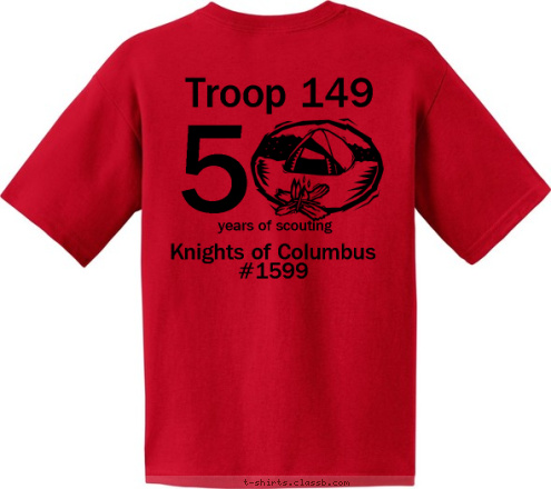 New Text Troop 149 years of scouting Lemont, IL 2010 5 Knights of Columbus #1599 Anniversary Troop 149 50th Troop 149 T-shirt Design Troop 149-Lemont, IL 50th Anniv