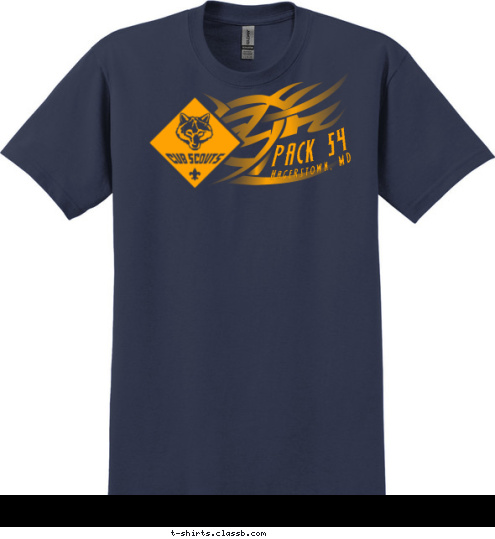 Run with the Pack
 Hagerstown, MD PACK 54 T-shirt Design 