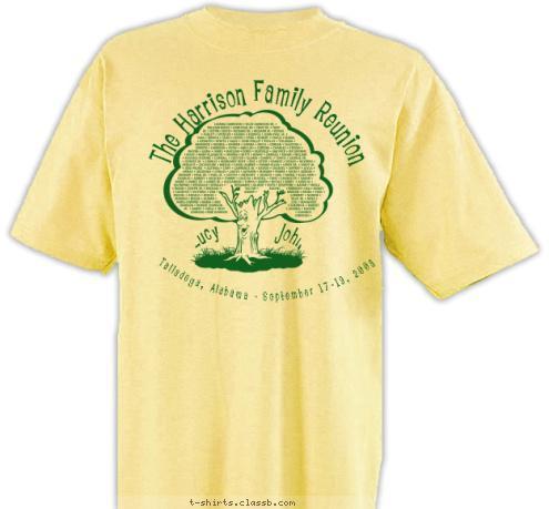 Talladega, Alabama - September 17-19, 2008 Lucy           John The Harrison Family Reunion T-shirt Design 