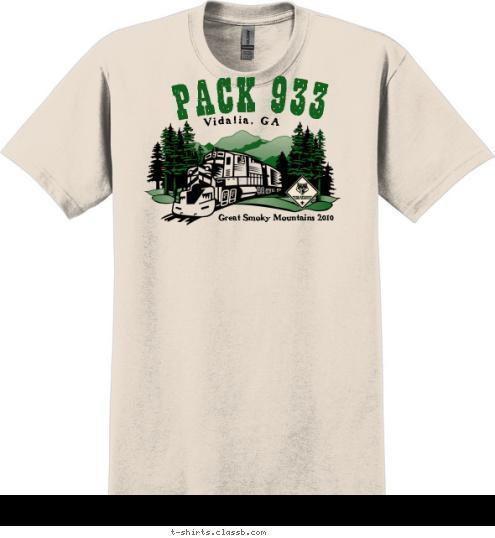 Great Smoky Mountains 2010      Vidalia, GA PACK 933 T-shirt Design 