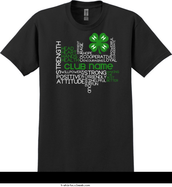 4-H Club, Power Words Shirt T-shirt Design