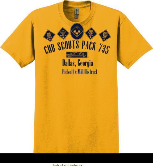 Picketts Mill District Dallas, Georgia
 CUB SCOUTS PACK 735 T-shirt Design 