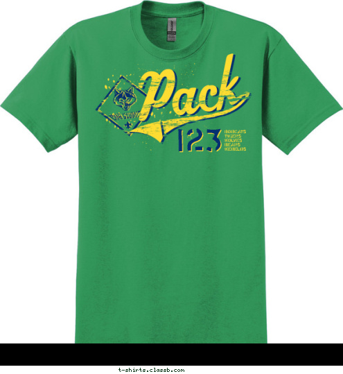 BOBCATS
TIGERS
WOLVES
BEARS
WEBELOS 123 T-shirt Design 