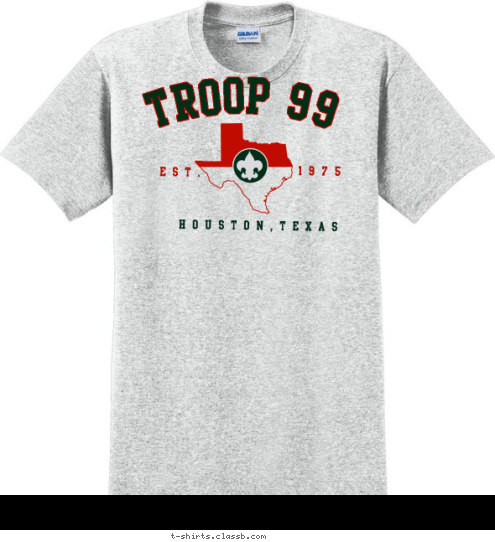 1975 EST. HOUSTON,TEXAS TROOP 99 T-shirt Design 