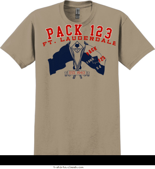 ANYTOWN, USA EST. 1942 123 PACK Ft. Lauderdale PACK 123 T-shirt Design 