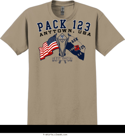 ANYTOWN, USA EST. 1942 123 PACK ANYTOWN, USA PACK 123 T-shirt Design 