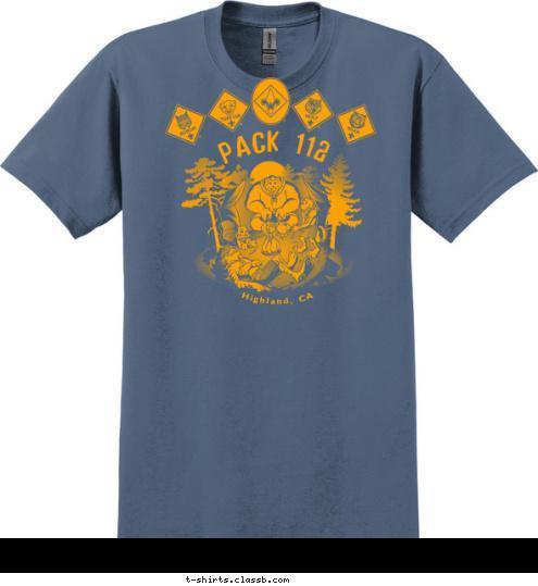 Highland, CA PACK 112 T-shirt Design 