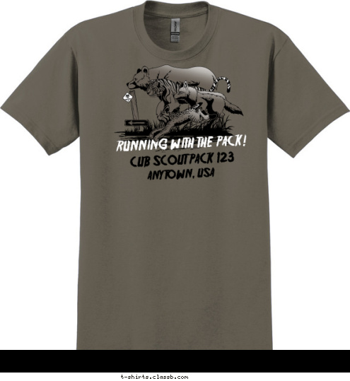 CUB SCOUT PACK 123 ANYTOWN, USA RUNNING WITH THE PACK! T-shirt Design 