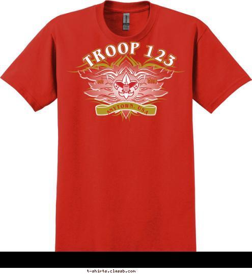 1912 est ANYTOWN, USA TROOP 123 T-shirt Design 