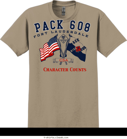  Character Counts 608  The Lost Patrol Florida CSA 608 PACK Fort Lauderdale PACK 608 T-shirt Design 