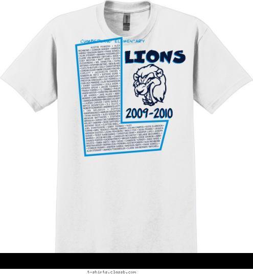 2009-2010 LIONS Cumberland Elementary T-shirt Design 