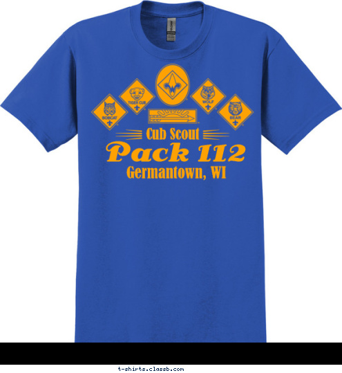 New Text Germantown, WI Pack 112 Cub Scout  T-shirt Design 