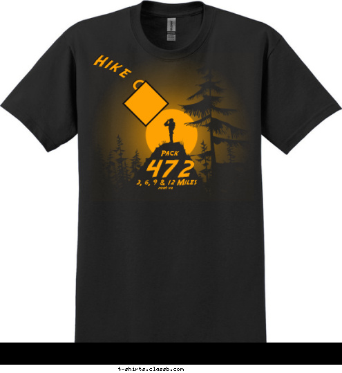 2009-10 3, 6, 9 & 12 Miles 472
 Pack Hike Club T-shirt Design 