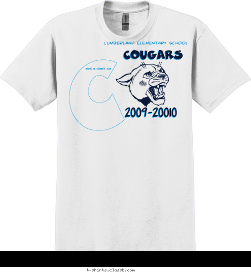 names of students here C 2009-20010 COUGARS CUMBERLAND ELEMENTARY SCHOOL T-shirt Design 