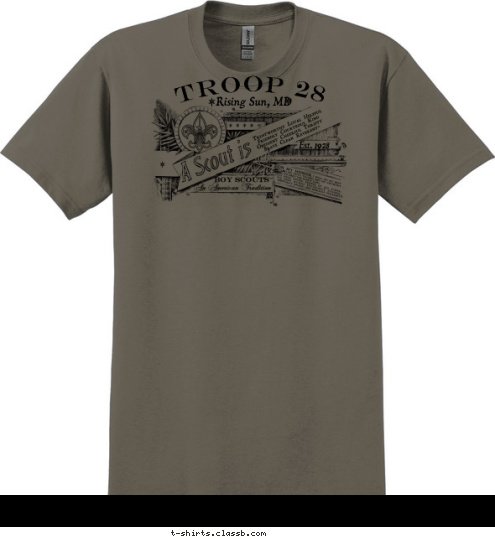 TROOP 28 Est. 1928 Rising Sun, MD T-shirt Design 