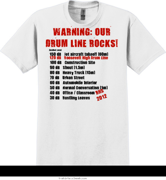 Warning our Drum Line Rocks Shirt T-shirt Design