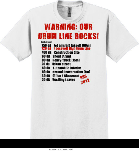 Warning our Drum Line Rocks Shirt T-shirt Design