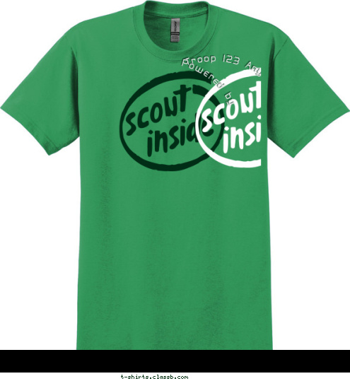 Powered by Troop 123 Anytown, USA T-shirt Design 