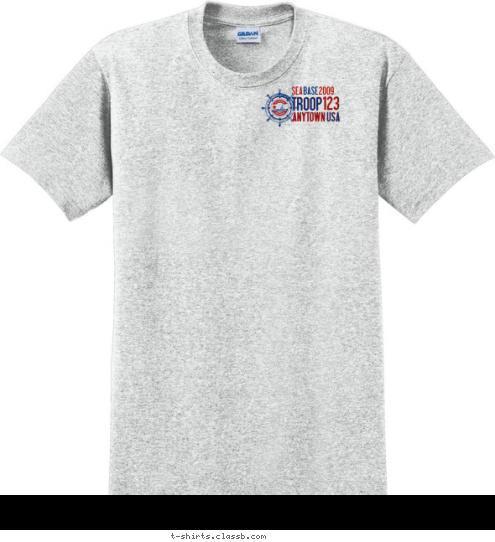 USA ANYTOWN 123 TROOP 2009 BASE SEA T-shirt Design 