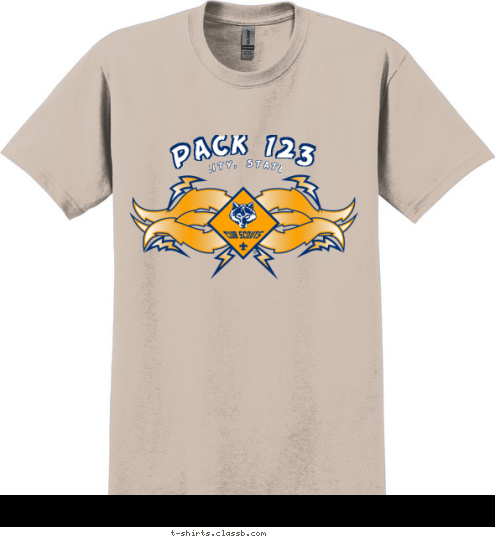 PACK 123 PACK 123 PACK 123 CITY, STATE T-shirt Design SP2101