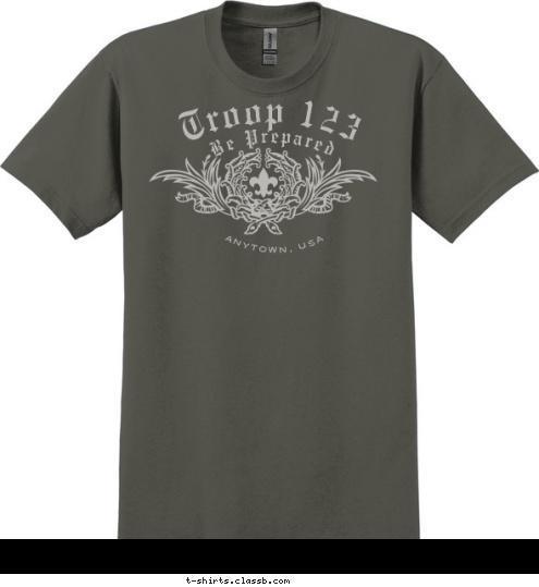 ANYTOWN, USA Be Prepared Troop 123 T-shirt Design 