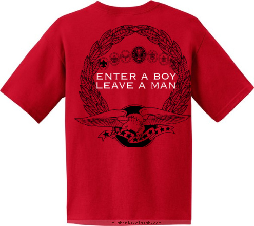 enter a boy 
leave a man first christian church 250 troop  Be Prepared T-shirt Design 