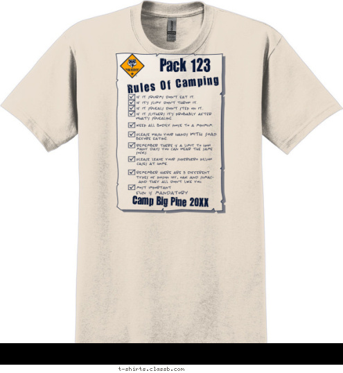 Camp Big Pine 2018 Rules Of Camping Pack 123 T-shirt Design sp2087