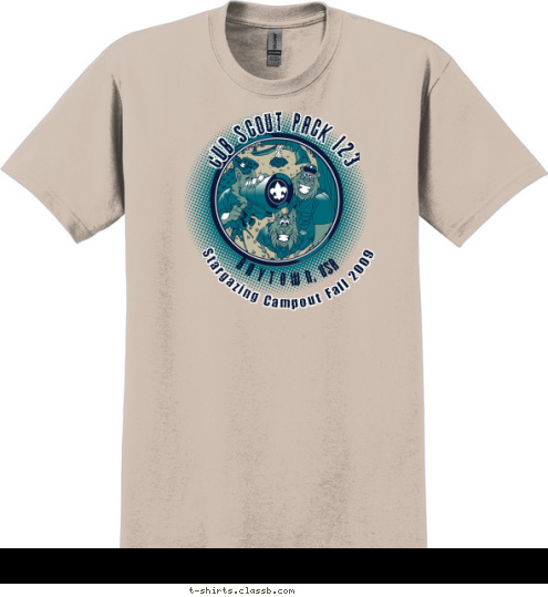 A N Y T O W N, USA Stargazing Campout Fall 2009  CUB SCOUT PACK 123 T-shirt Design 