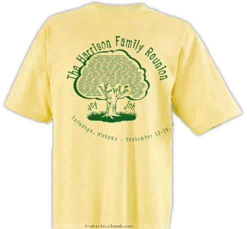 Talladega, Alabama - September 17-19, 2008 Lucy           John The Harrison Family Reunion T-shirt Design 