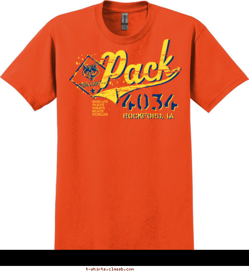 ROCKFORD, IA BOBCATS
TIGERS
WOLVES
BEARS
WEBELOS 4034 T-shirt Design 