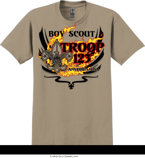 Leave nothing but footprints,
Take nothing but pictures,
Kill nothing but time Anytown, USA TROOP
123 Boy Scout T-shirt Design 